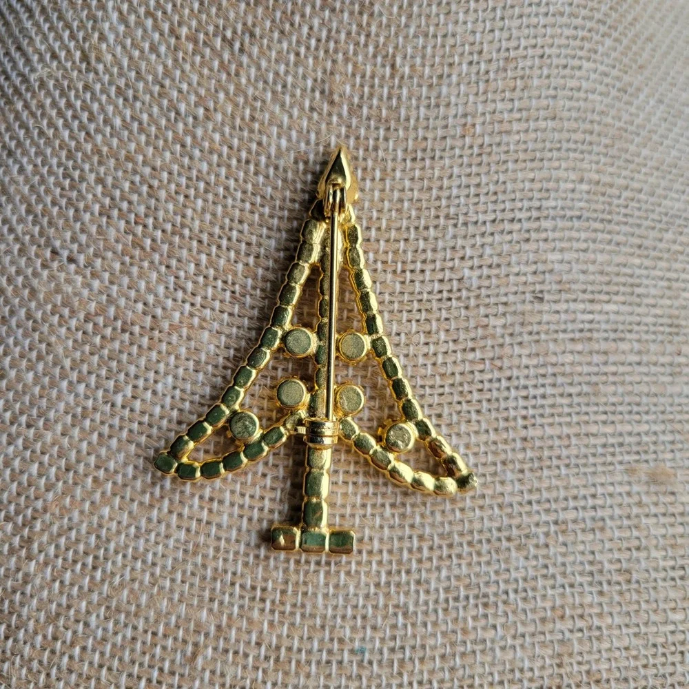 Vintage‎ 70s Christmas Tree Brooch Colorful Rhinestones Mod MCM Giftable